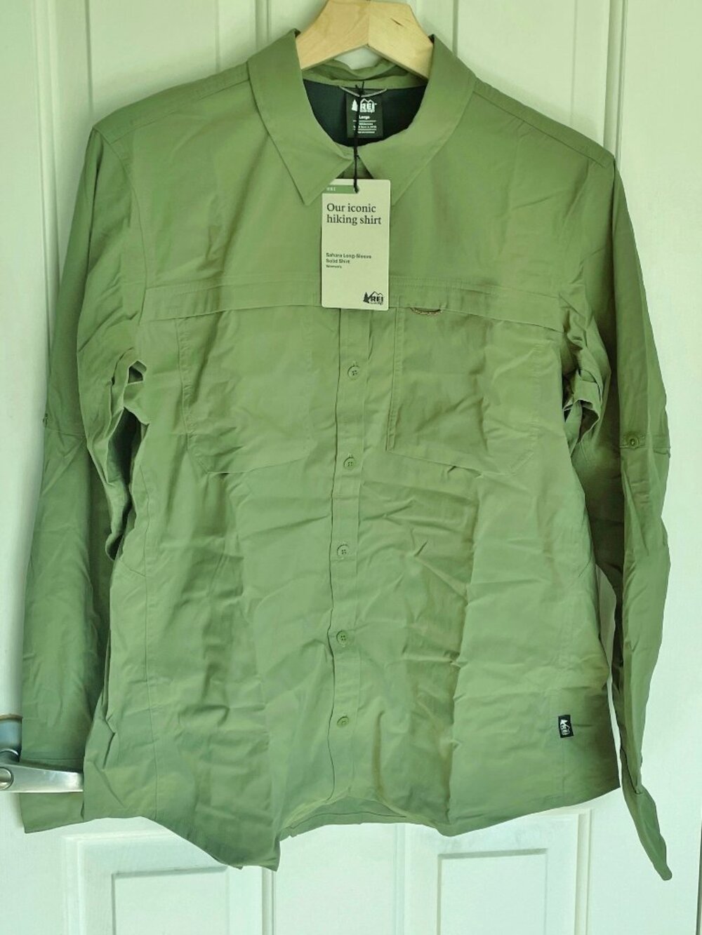 NEW REI Sahara Long-Sleeve Shirt NWT L Sage Hiking Trail Vented UPF 50 - Picture 9 of 16